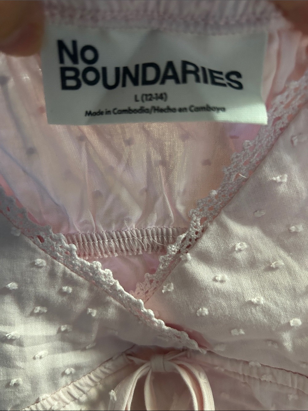 No Boundries Pink Camo Crochet Trim Adjustable Straps Cotton Babydoll Cami - Picture 7 of 12